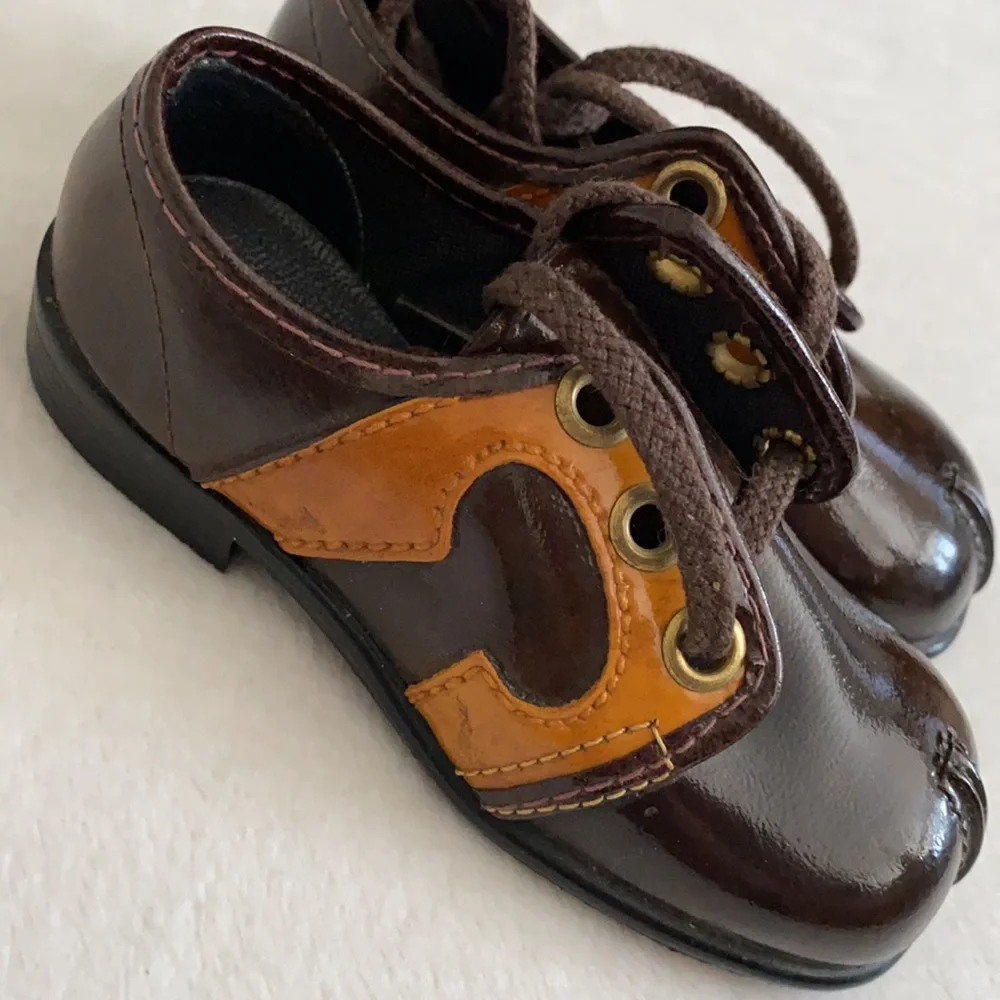 Vintage | Toddler Saddle Shoes Brown Oxfords Crown Heel Made in USA Retro (5)